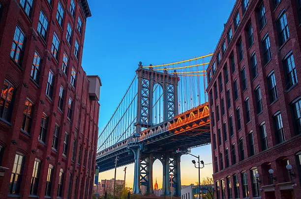 Manhattan Bridge in NYC, seen from Brooklyn