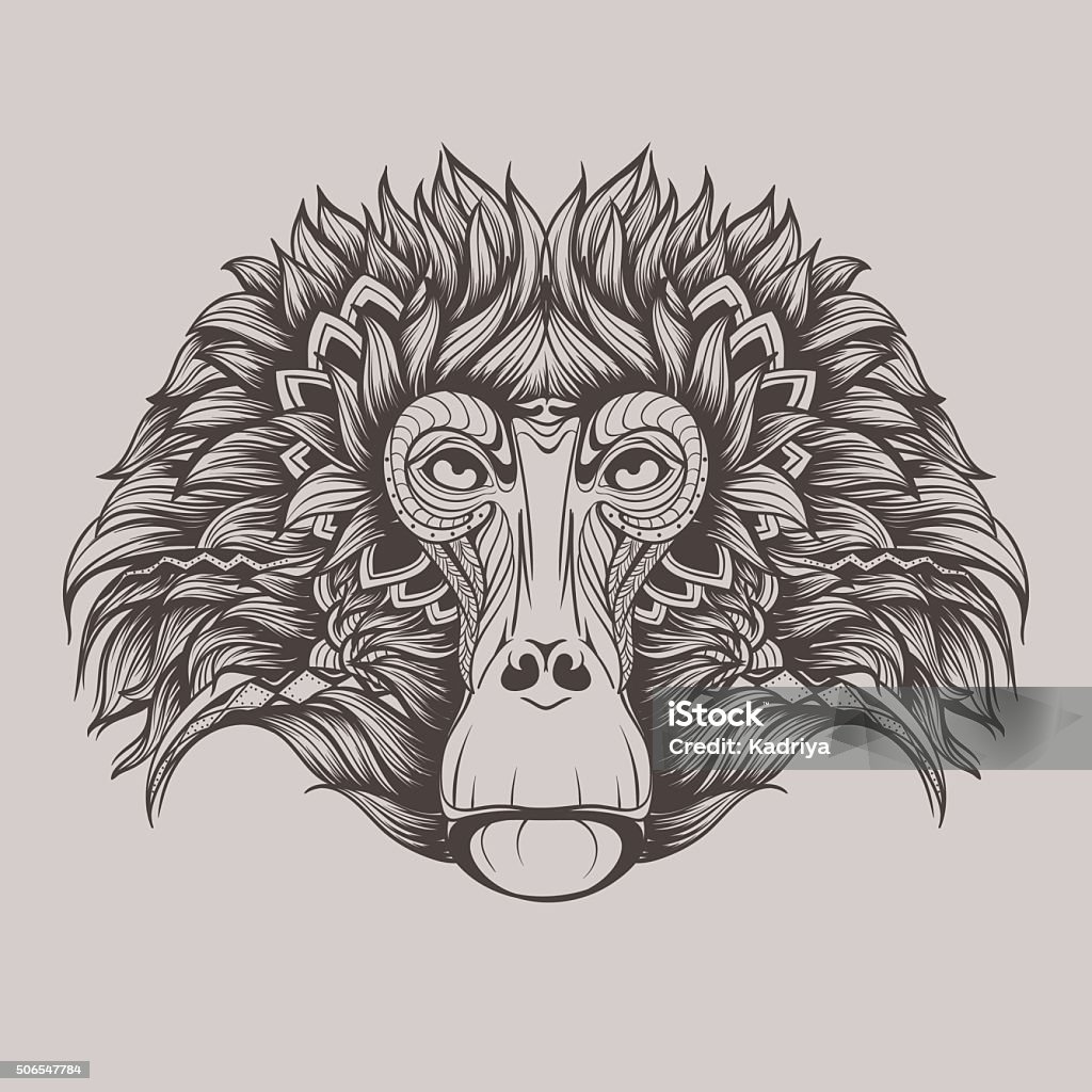 Baboon monkey face doodle Scribble stock vector