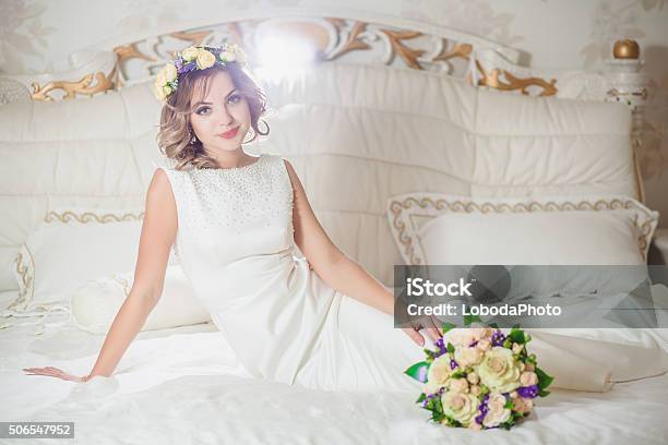 Interior White Bride Bed Stock Photo - Download Image Now - Adult, Arts Culture and Entertainment, Beauty