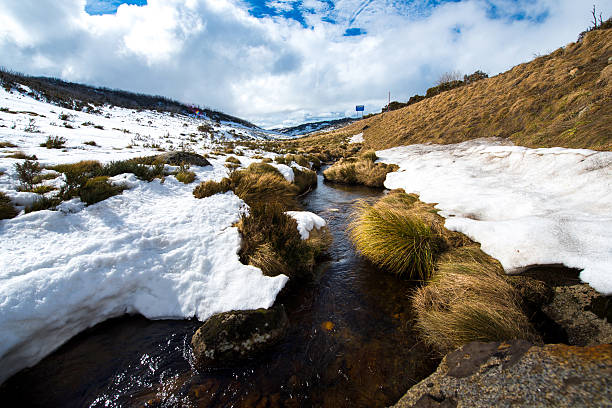 montagnes de neige dans un parc national du kosciuszko, australie - great dividing range photos et images de collection