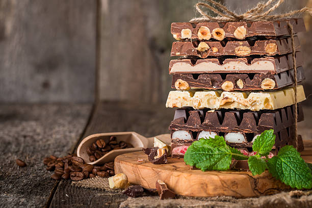 istock An assortment of white, dark, and milk chocolate 506552444