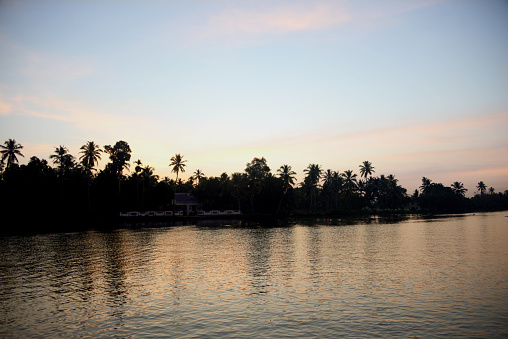 Sunset in backwaters of Kerala