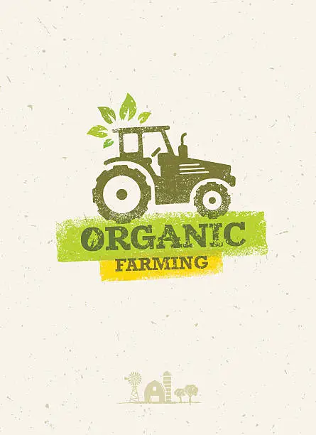 Vector illustration of Organic Farming Eco Tractor Creative Vector Concept