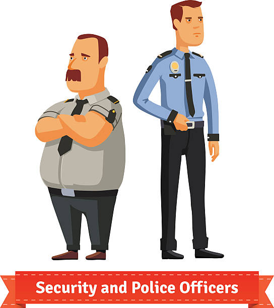 Ilustración de Seguridad Y De Agentes De Policía De Pie y más Vectores  Libres de Derechos de Guardia de seguridad - Guardia de seguridad, Cuerpo  de policía, Bigote - iStock
