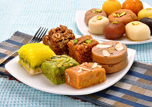 Mix Halva A group of delicious and healthy Halwa india sweets stock pictures, royalty-free photos & images