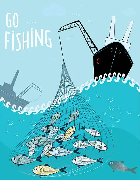 Vector illustration of go fishing