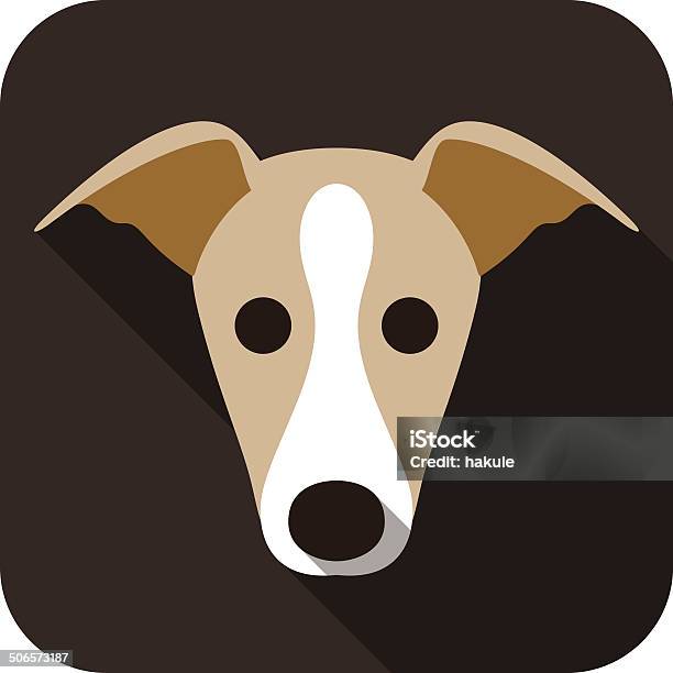 Grayhound Dog Face Flat Icon Stock Illustration - Download Image Now - Whippet, Dog, Animal