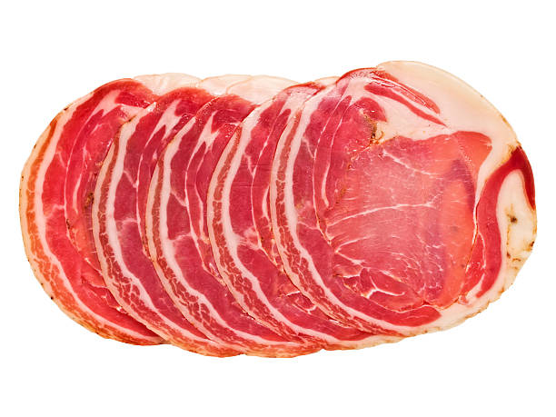 italiana panceta aislado - pancetta fotografías e imágenes de stock