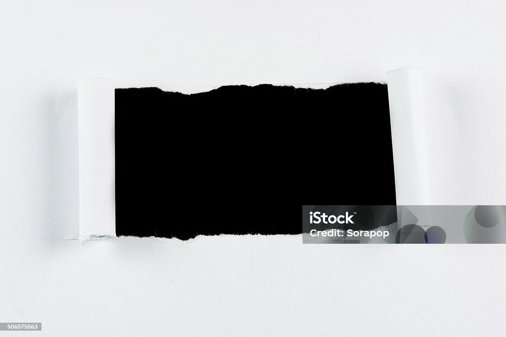 Lágrima Livro Branco pedaços de papel em preto - Foto de stock de Elemento de desenho royalty-free