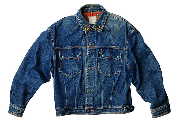 Closed denim jacket isolated on white background with clipping path.