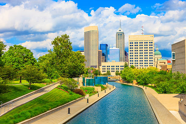 Indianapolis skyline with the Canal Walk, Indiana