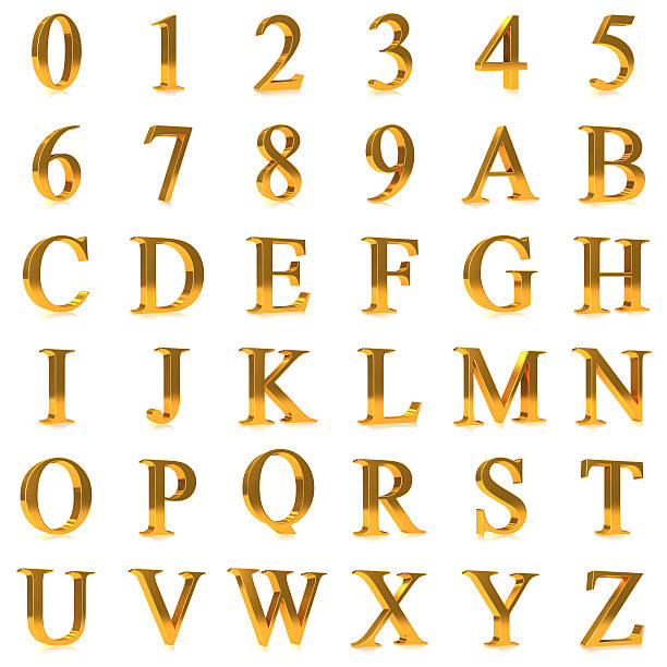 istock 3d Bold gold letters and numbers font 506576709