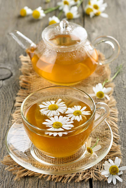istock Herbal chamomile tea in glass cup 506584242