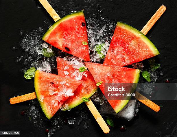 Frozen Watermelon Pops Stock Photo - Download Image Now - Cold Temperature, Colors, Cross Section