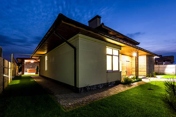istock Detached luxury house at night - view from outside. 506585260