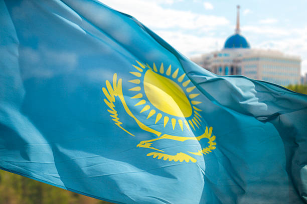 istock Flag of Kazakhstan in Astana 506589618
