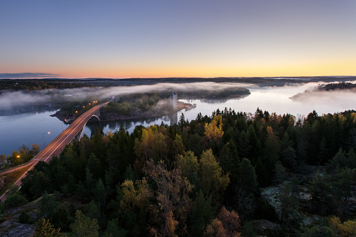 Autumn morning on the river, Aland Islands, Finland
