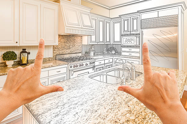 istock Hands Framing Gradated Custom Kitchen Design Drawing and Photo Combo 506592298