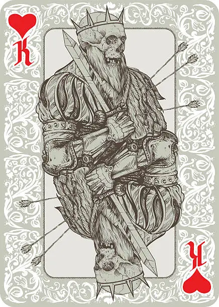 Vector illustration of Dead King Playing Cart