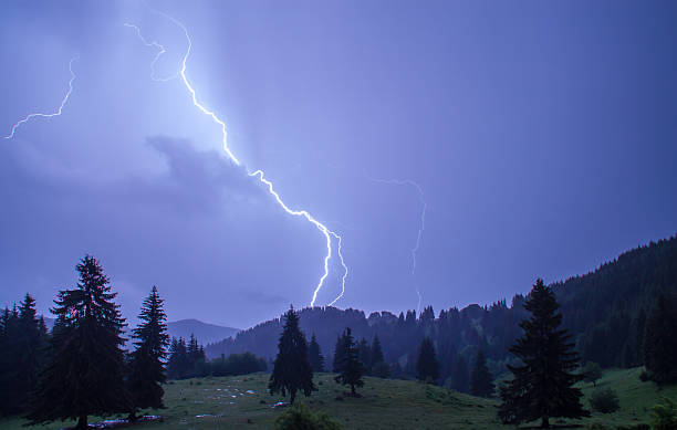 Thunder over the mountain stock photo