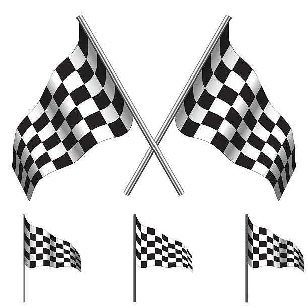 ilustrações, clipart, desenhos animados e ícones de bandeiras quadriculada (corrida).  vetor - checkered flag flag checked winning