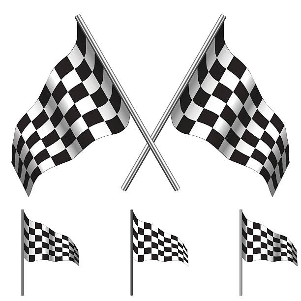 шахматный флаги (скачки).  вектор - checkered flag flag checked winning stock illustrations