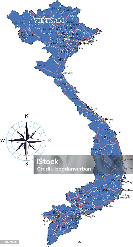 Vietnam map Detailed map of Vietnam. Asia stock vector