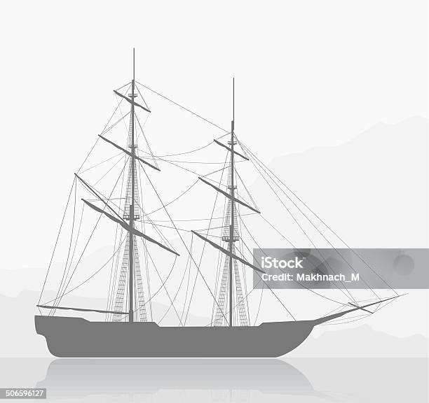 Sailing Ship Stock Illustration - Download Image Now - Battleship, Beach, Black Color