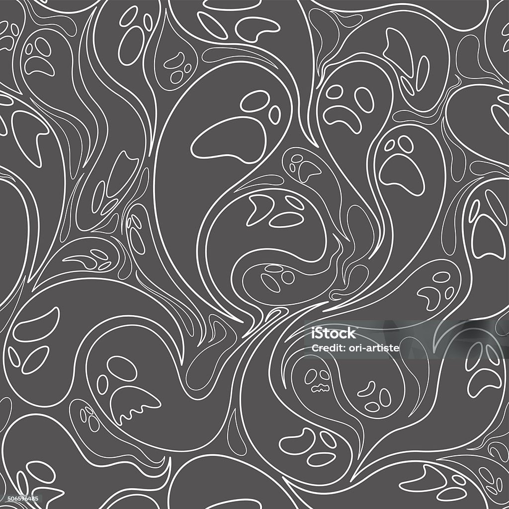 Ghost padrão sem costura com linhas de design - Vetor de Assustador royalty-free