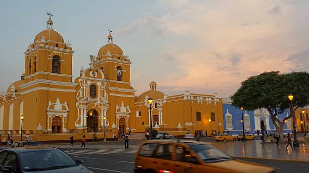 The Church of La Merced of the Place d'Armes of Trujillo photo of the Church of La Merced of the Plaza de Armas of Trujillo taken in April 2014 in the city of trujillo in Peru. trujillo peru stock pictures, royalty-free photos & images