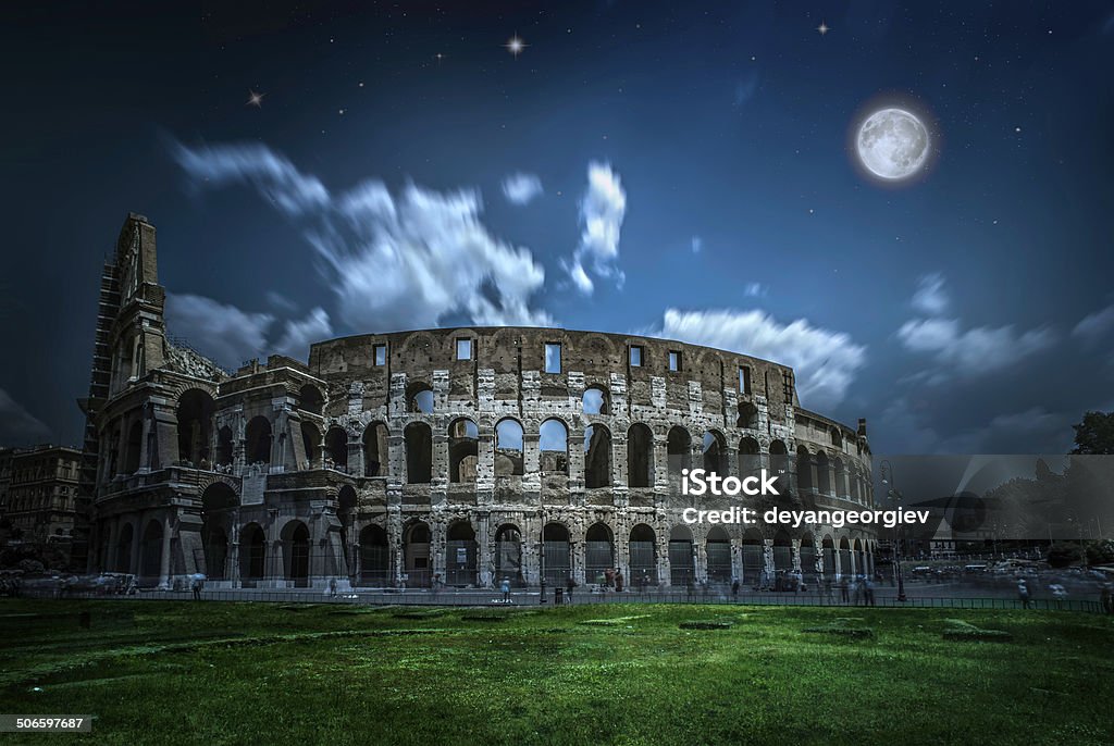 The Colosseum in Rome. Night view The Colosseum in Rome. Night scene. Colosseum in the night Amphitheater Stock Photo