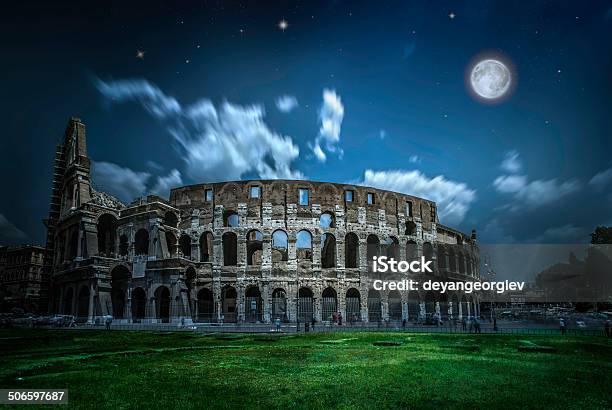The Colosseum In Rome Night View Stock Photo - Download Image Now - Amphitheater, Ancient, Arch - Architectural Feature