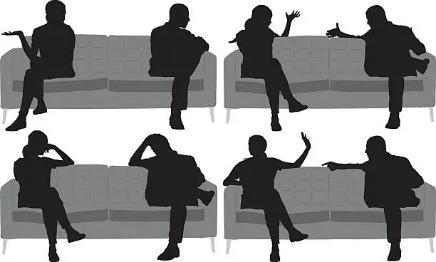 Vector illustration of Couple in relationship difficulties