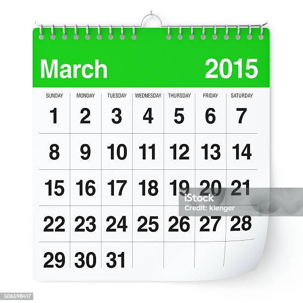 March 2015 Calendar Stock Photo - Download Image Now - 2015, Calendar, Computer Graphic