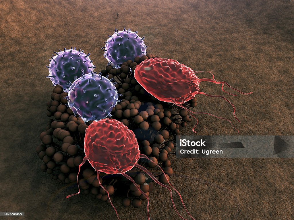 macrophage i virus, - Zbiór zdjęć royalty-free (Fagocytoza)