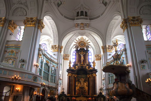 Interior of St. Michaelis church in Hamburg