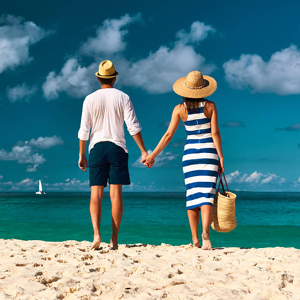 istock Couple on a beach at Seychelles 506602009