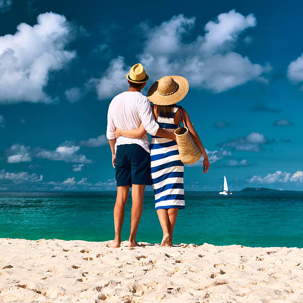 istock Couple on a beach at Seychelles 506602011