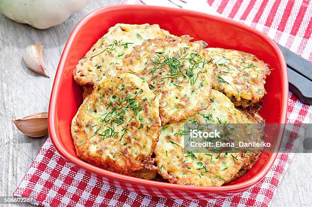 Zucchini Pancakes Stock Photo - Download Image Now - Appetizer, Baked, Blue