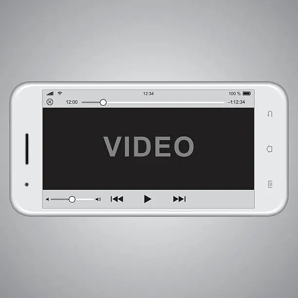 Vector illustration of Realistic mobile phone template for video cover