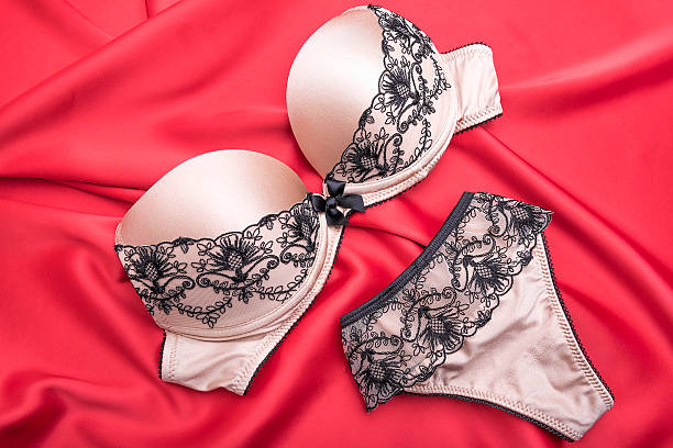 istock Bra and panties on red satin 506608040