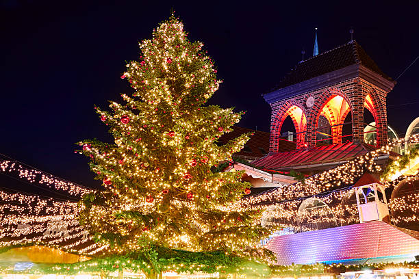 christmas market in Lubeck stock photo