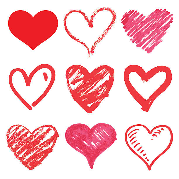 set of vector hearts heart series vector set brush stroke heart stock illustrations