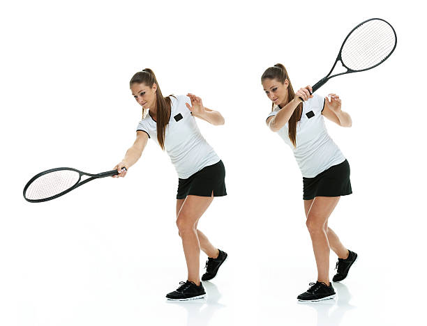 istock Female tennis player swinging 506613978
