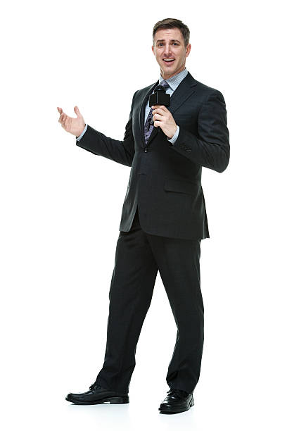 istock Reporter in action with microphone 506616136