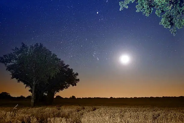 Photo of Full moon with stars landscape