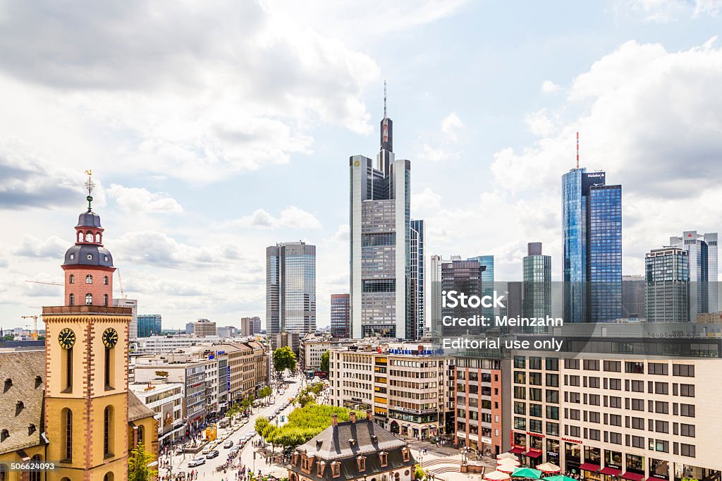 view to skyline of Frankfurt with Hauptwache Frankfurt, Germany - August 9, 2014: view to skyline of Frankfurt with Hauptwache on in Frankfurt, Germany. The Hauptwache is a central point and one of the most famous plazas of Frankfurt Architecture Stock Photo