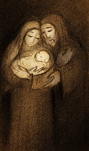 Nativity Scene Drawing by my wife (Gabi Kiss) bethlehem star stock illustrations