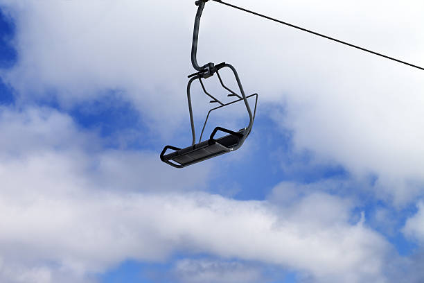 istock Chair-lift and blue sky with clouds 506626877