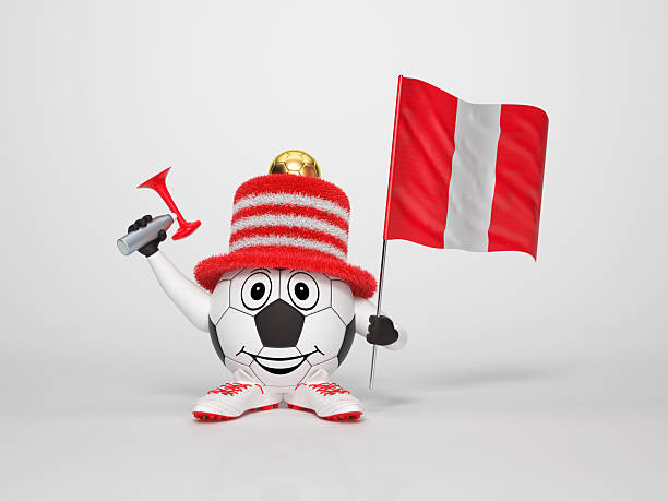 Soccer character fan supporting Peru stock photo
